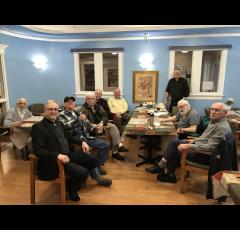 The first meeting of the Burnett Street Men's Shed.